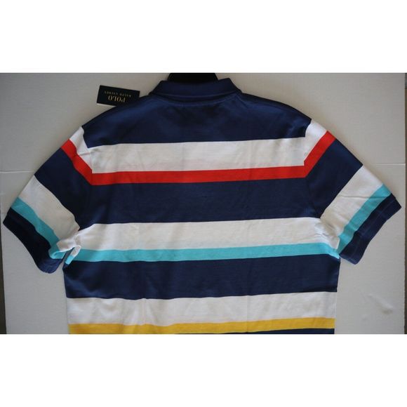 Polo Ralph Lauren Men's Sz XL Blue Multi Striped Classic Fit Mesh Polo Shirt - Picture 8 of 12